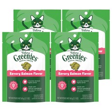 Greenies 健綠 貓咪潔牙餅, 2.1oz, 4個, 開胃鮮鮭
