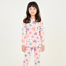 Kids Line 女童款愛心印花30支棉長袖居家衣褲套裝