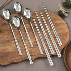 Willive 韓國產 316L 醫療級不鏽鋼 高級餐具 4件組 Charmant, 湯匙 4p + 筷子 4雙, 銀色