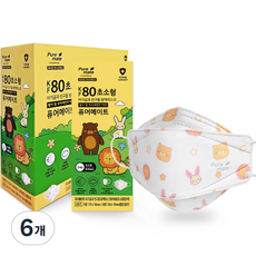 Puremate 초소형 퓨어메이트 아기곰과 친구들 마스크 유아용 KF80, 50개입, 6개, 패턴 흰색