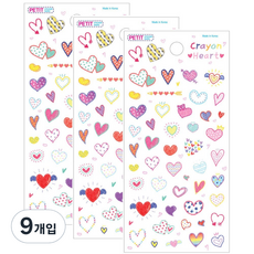 Petit 蠟筆愛心造型貼紙, 混合顏色, 9入