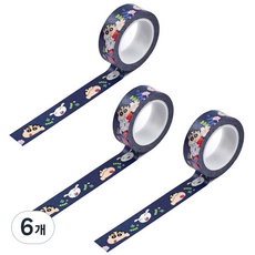 플라잉웨일즈 짱구는 못말려 마스킹 테이프 15mm x 10m, 꽃과함께, 6개