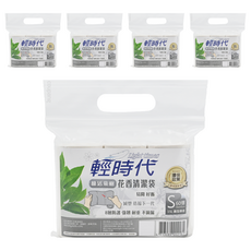 輕時代 花香清潔袋，8層防護 強韌不滴漏，圓型厚底 易開好撕, 15L, 5包