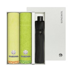 송월타월 야구스포츠 80g 20수 면사 2p +SW 3단 컬러 무지 우산 선물세트, 랜덤발송, 2세트