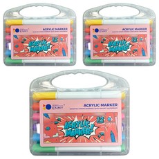 ENMy 恩米 圖可比水性壓克力多用途馬克筆, 3套, 12色