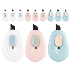 deLi 得力 圓形迷你美工刀 3款 x 2入組 TD101, 2套, 白色, 粉紅色, 藍色