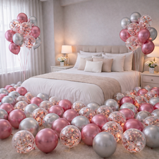 팡파티 파티풍선 + 공기주입기, 핑크 앤 실버, 50개