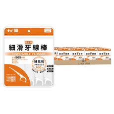 愛牙好 細滑牙線棒補充包 160支 (內有4小包 每包40支), 8cm, 12包, 1組