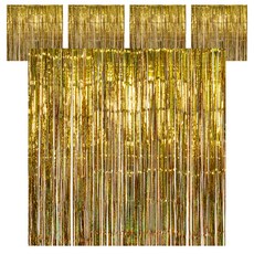 Alida 派對銀箔窗簾 5入, 雷射金色