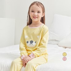 LollyTree 兒童用30支單面九分熊臉圖案家居服上下套裝