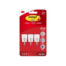 3M Command 無痕 鐵上鉤 #27067, 白色, 1組