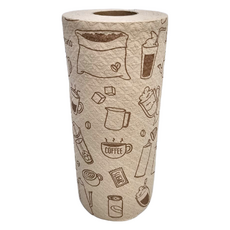 SHIMOYAMA 本色竹纖維懶人抹布 25 x 25cm 50張, 咖啡印花, 1入, 1捲