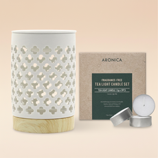 아로니카 아로마 세라믹 오일버너 D + 티라이트 9p 세트, 화이트