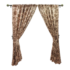 Cotton Field 棉花田傢飾 仿麂皮穿掛兩用遮光窗簾 1入, 法爾印花 棕色