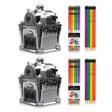 TITI Castle Sharpa 削鉛筆機 KI-1600 + Tucobi Coma 三角橡皮擦鉛筆 TC-208 6款 x 2入組, 銀色(削鉛筆機), 2套