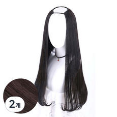 vvgabal 女款長直髮C捲U型半假髮, 粉筆棕色, 2個