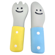 Baconbox 乳膠玩具 刀叉 1組, 黃色 + 藍色 + 灰色