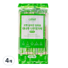 코멧 길어진 일회용 대나무 나무젓가락 23cm, 4개, 100개입