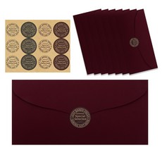 Good given 頂級軟絲絨紅包袋 8入 + 貼紙 4款 x 3張 套組, 1套, 酒紅色