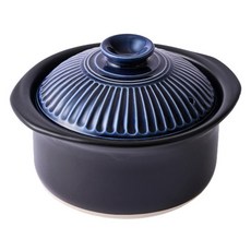 GINPO 銀峯 陶器 萬古燒菊花炊飯鍋 琉璃釉 2合 1-2人用 藍色 1.2L, 1個, 21.5cm