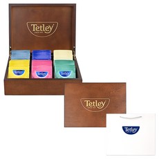 Tetley 泰特利 優質木製茶盒禮盒, 伯爵紅茶+英式早餐茶+洋甘菊茶+薄荷混合茶+檸檬薑汁茶+覆盆莓茶+石榴茶, 1盒