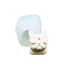 MOLDB 戴眼鏡鬥牛犬狗狗手工矽膠模具 單品 1入, 單一顏色