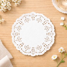 PARTYSHOW 圓形蕾絲花邊紙 100入, 10個, 白色系