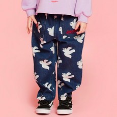 BEBE DE PINO 兒童滿版鴿子圖案牛仔褲 BP33DP360