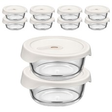 발룬피니 내열강화유리 오븐렌지 밥용기 원형, 10개, 400ml