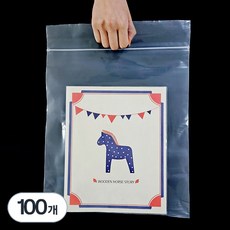 그린비닐 손잡이 지퍼백, 25 x 35 cm, 1개입, 100개