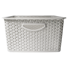 GINII 基尼 北歐編織系列收納籃 正方低 象牙白, 33.3 x 33.3 x 18cm, 1個