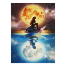 創彩 5D鑽石畫 40x30cm，送點鑽工具：點鑽盤+點鑽筆+點鑽專用膠泥, 美人魚倒影, 1個