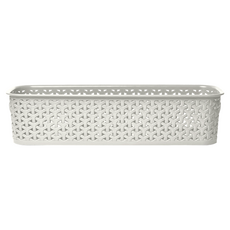 GINII 基尼 北歐編織系列收納籃 半長方 4L 象牙白, 38.2 x 14.2 x 8.9cm, 3個