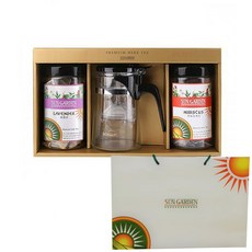 罐裝優質花草茶三角茶包 2款組+過濾壺 C款, 薰衣草茶+木槿花茶+茶壺+購物袋, 1盒