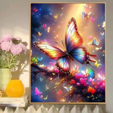 創彩 5D鑽石畫 40x30cm, 花蝴蝶, 1個