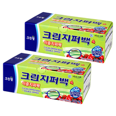 크린랩 크린 이중지퍼백, 대(L), 100개, 2개