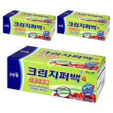 크린랩 크린 이중지퍼백, 대(L), 100개입, 3개