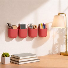 MF스토어 무타공 컬러 스마트 포켓 미니 선반, 레드, 12개