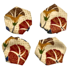 J&N 日式和風蘭花圖騰椅腳套 藍色棉質椅腳保護套 地板防刮傷, 6*6CM, 藍色, 1組