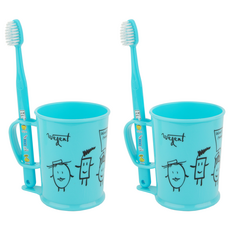 加寬兒童初中刷牙杯套組天空6-8歲, 2組