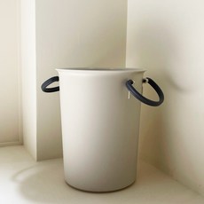 GINII 基尼 質感霧面雙耳無蓋垃圾桶 GL002 300g 5.5L,M(25 x 20x 20cm),象牙白)