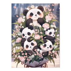 創彩 5D鑽石畫 40x30cm 送點鑽工具, 貓熊, 1個