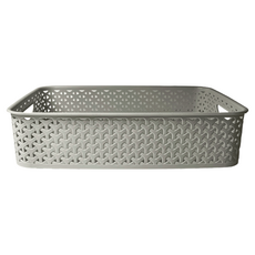 GINII 基尼 北歐編織系列收納籃 長方低 9L 台灣設計製造, M(39 x 28.5 x 9.1cm), 可可棕, 1個