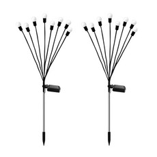 太陽能螢火蟲庭院燈2件組, 1組, 黑色