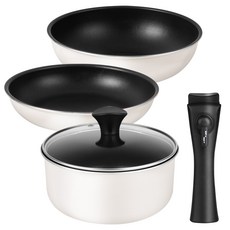 탐사 멀티핸들 5종 세트 (인덕션 가능) [국내 생산], 크림화이트, 냄비 + 후라이팬 + 궁중팬 + 유리뚜껑 + 핸들, 1세트