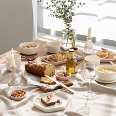 ssueim Mariebel雙人用陶瓷碗盤餐具組 12件組, 奶油白色+淺粉色, 1組