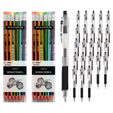 동아 Q노크 스탠다드 펜 0.5mm 12p + 투코비 코마 삼각 지우개 연필 SG-208 12p 세트, 검정, 2세트