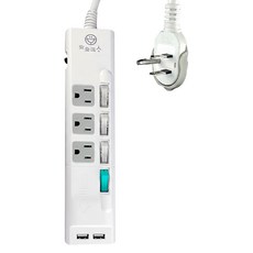 安全達人 電腦延長線 3孔 + 2USB 3.1A SH4328, 1.8m, 白色, 1組