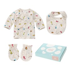 withorganic 嬰兒動物印花服飾3件組