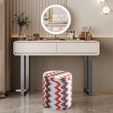 심플하니 마카롱 수납 패브릭 화장대 스툴, 레드커브, 1개